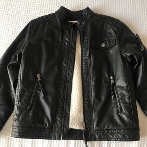 Boys size 7/8 black faux leather jacket